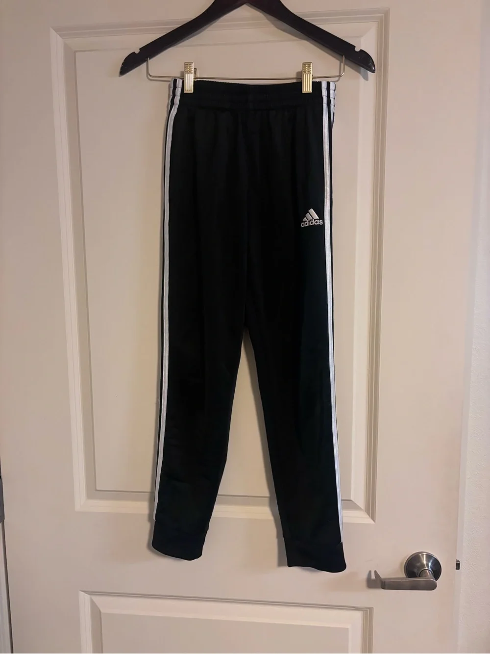 adidas Black Joggers with White Side Stripes